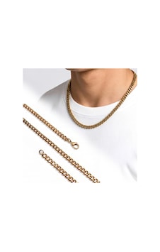 Moncuk Design Mariner Zincir Erkek Çelik Kolye 6x2mm 55cm Gold 3351eck037 Sarı