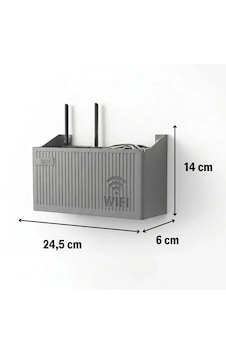 Go İthalat Duvar Tipi Wi-fi Modem Saklama Kutusu Gri Kablo Düzenleyici Router Raf Organizer