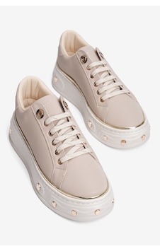 Mubiano Kadın Nubuk Sneaker Kalın Tabanlı Bağcıklı Gold Detaylı Vika Bej Mubiano Kadın Nubuk Sneaker Kalın Tabanlı Bağcıklı Gold Detaylı Vika Bej
