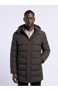 Dufy Erkek Slim Fit Kapüşonlu Haki Mont-18154