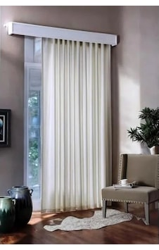Ekru Renk Hazır Saten Güneşlik Perde, 210x190 Cm Ölçülerinde