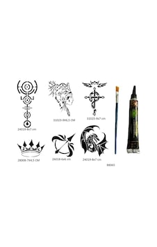 Airbrush Tattoo Ejderha Bozkurt Şablon + Hint Kınası Geçici Dövme Seti 6'lı Airbrush Tattoo Ejderha Bozkurt Şablon + Hint Kınası Geçici Dövme Seti 6'lı