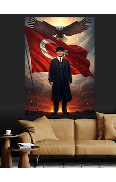 Türk Bayrağı Önünde Atatürk Silüeti Dekoratif Kanvas - Mdf Ahşap Tablo Türk Bayrağı Önünde Atatürk Silüeti Dekoratif Kanvas - Mdf Ahşap Tablo