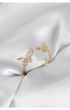 Kelebek Model Zirkon Taşlı Gold Renk Kadın Yüzük Altın - Beyaz 82849624 Kelebek Model Zirkon Taşlı Gold Renk Kadın Yüzük Altın - Beyaz 82849624