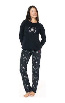 U.S. Polo Assn. Bisiklet Yaka Pamuklu Lisanslı Kışlık Kadın Pijama Takımı 20155 Lacivert U.S. Polo Assn. Bisiklet Yaka Pamuklu Lisanslı Kışlık Kadın Pijama Takımı 20155 Lacivert