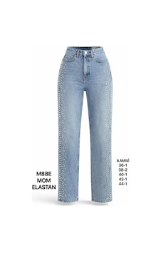 Miss Poem Kadın A.mavi Yanları Taş Detaylı Mom Fit Jean Pantolon Açık Mavi Miss Poem Kadın A.mavi Yanları Taş Detaylı Mom Fit Jean Pantolon Açık Mavi