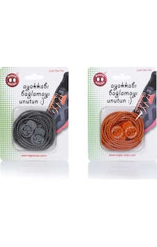 Magic Locks Yuvarlak Akıllı Ayakkabı Bağcık 2'li Set Gri-Turuncu Magic Locks Yuvarlak Akıllı Ayakkabı Bağcık 2'li Set Gri-Turuncu