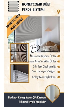 Blackout Karartma Plise Perde Honeycomb Düet Akordiyon Perde Termal Özellikli - 20 X 100 20 X 100 Gri Blackout Karartma Plise Perde Honeycomb Düet Akordiyon Perde Termal Özellikli - 20 X 100 20 X 100 Gri