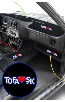 Tofaş Şahin Doğan Kartal Torpido Koruma & Vites Konsol Yan Halı & Sehpa Örtüsü Mavi Şeritli Nakış Siyah Tofaş Şahin Doğan Kartal Torpido Koruma & Vites Konsol Yan Halı & Sehpa Örtüsü Mavi Şeritli Nakış Siyah