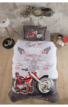 Clasy %100 Pamuk Tek Kişilik Dört Mevsim Set Street King V1 Gri