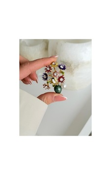 Renkli Çiçek Buketi Broş Taş Detaylı İnci Aksanlı Vintage Şık Tasarım Yeşil Yeşil Renkli Çiçek Buketi Broş Taş Detaylı İnci Aksanlı Vintage Şık Tasarım Yeşil Yeşil