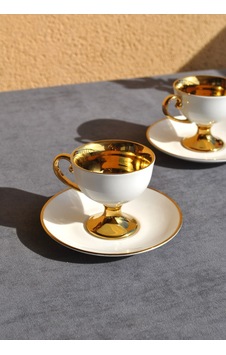 2 Kişilik Porselen Altın Yaldızlı Ayaklı Kahve Fincan Takımı 90 Ml Gold Kahve Fincanı 2 Kişilik Porselen Altın Yaldızlı Ayaklı Kahve Fincan Takımı 90 Ml Gold Kahve Fincanı
