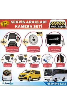 Navistar Okul Servis Kamera Seti 4 Kameralı 7" Monitör 4 Kameralı 1 Tb