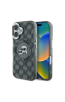 Apple Uyumlu iPhone 16 Kılıf Karl Lagerfeld Lisanslı Magsafe Özellikli Iml Baskılı Metal Monogram Kc Heads Siyah Apple Uyumlu iPhone 16 Kılıf Karl Lagerfeld Lisanslı Magsafe Özellikli Iml Baskılı Metal Monogram Kc Heads Siyah