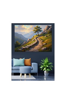 Dağ Yolunda Tek Başına Ağaç Yağlı Boya Dokulu Kanvas Tablo Canvas Tablosu Dağ Yolunda Tek Başına Ağaç Yağlı Boya Dokulu Kanvas Tablo Canvas Tablosu