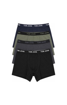 Tom John Erkek Boxer 4 Lü Paket Likralı Modal - Pamuk Mıx Çok Renkli
