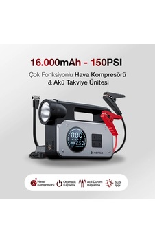 Akü Takviye Cihazı Hava Kompresörü 16.000mah - 150psı