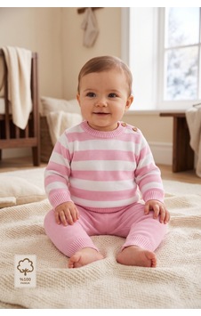 Minory Baby Çizgili 2 Li Triko Bebek Takımı Pembe Pembe Minory Baby Çizgili 2 Li Triko Bebek Takımı Pembe Pembe
