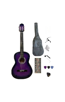 4/4 Sap Ayarlı Mor Klasik Gitar Seti Kılıf-pena-kapo-nota Sticker... 4/4 Sap Ayarlı Mor Klasik Gitar Seti Kılıf-pena-kapo-nota Sticker...