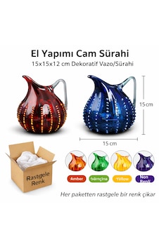 El Yapımı Cam Sürahi Sofra Sunum İçin, 15x15x12 Cm