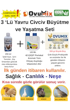 Yavru Civciv Büyütme Ve Yaşatma Seti - Civciv Vitamini, Probiyotik Ve İç Temizleyici Takviye Seti Yavru Civciv Büyütme Ve Yaşatma Seti - Civciv Vitamini, Probiyotik Ve İç Temizleyici Takviye Seti