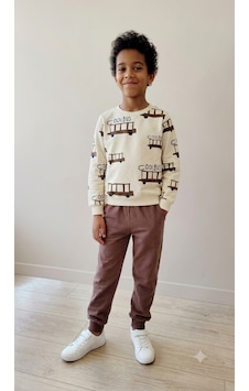 Fidekids Erkek Çocuk Alt Üst Takım %100pamuklu Kahverengi