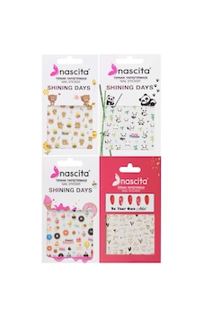 4 Lü Tırnak Sticker Seti Nail Art Yapıştırma Panda, Ayıcık, Tatlı, Aşk Kolay Uygulama