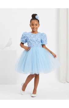 Mnk Baby & Kids Luvia Kısa Kol Kız Tütü Abiye Elbise M00811 Mavi Mnk Baby & Kids Luvia Kısa Kol Kız Tütü Abiye Elbise M00811 Mavi