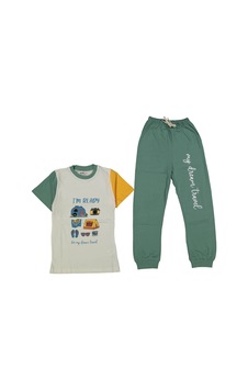 Bebegen Erkek Çocuk Ekru Yeşil Yakalı Kamp Baskılı Pijama Takımı Çok Renkli Bebegen Erkek Çocuk Ekru Yeşil Yakalı Kamp Baskılı Pijama Takımı Çok Renkli