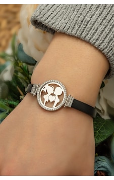 Papatya Silver Deri Kordonlu Zirkon Halka Kız Erkek Kalpli Sevgili Bileklik 925 Ayar Gümüş - UVPS200016 Papatya Silver Deri Kordonlu Zirkon Halka Kız Erkek Kalpli Sevgili Bileklik 925 Ayar Gümüş - UVPS200016