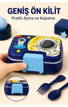 Happi Astronot Paslanmaz Çelik Bölmeli Beslenme Kutusu 1030 Ml Çatal Kaşık Dahil Lacivert Happi Astronot Paslanmaz Çelik Bölmeli Beslenme Kutusu 1030 Ml Çatal Kaşık Dahil Lacivert