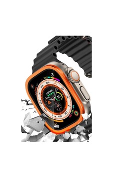 Apple Watch Ultra 49mm Alüminyum Kasa Cam Ekran Koruyucu - Turuncu Apple Watch Ultra 49mm Alüminyum Kasa Cam Ekran Koruyucu - Turuncu