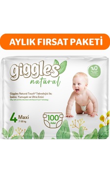 Giggles Natural 4 Numara Maxi Pamuklu Bebek Bezi 100 Adet Giggles Natural 4 Numara Maxi Pamuklu Bebek Bezi 100 Adet