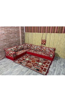 Coton Şark Köşesi Minder Kilim Konsept Kırmızı Coton Şark Köşesi Minder Kilim Konsept Kırmızı