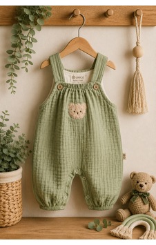 Mnk Baby & Kids Ayıcık Detaylı %100 Pamuk Müslin Erkek Bebek Tulum M00847 Yesil Mnk Baby & Kids Ayıcık Detaylı %100 Pamuk Müslin Erkek Bebek Tulum M00847 Yesil