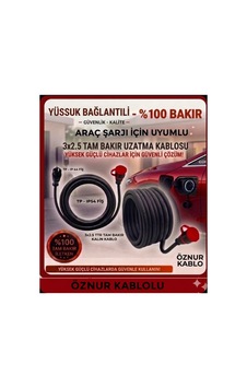 Öznur Evden Araç Şarjı Uyumlu 3 Metre 3x2.5mm Ttr Tam Bakır Yağmur Altında Kullanıma Uygun Uzatma Seyyar - 879168080 Öznur Evden Araç Şarjı Uyumlu 3 Metre 3x2.5mm Ttr Tam Bakır Yağmur Altında Kullanıma Uygun Uzatma Seyyar - 879168080