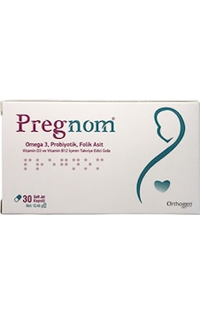Pregnom Omega 3, Probiyotik, Folik Asit, Vitamin D3 ve Vitamin B1 Pregnom Omega 3, Probiyotik, Folik Asit, Vitamin D3 ve Vitamin B1