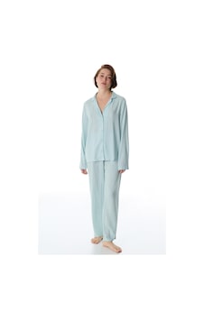 Penti Mint Yeşili Josie Çizgili Düğmeli Gömlek Pantolon Pijama Takımı