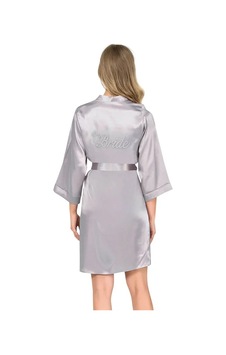 Veraura Lifestyle Kadın Şık Tasarım Yumuşak Dokulu Gri Kısa Saten Bride Sabahlık Takımı Veraura Lifestyle Kadın Şık Tasarım Yumuşak Dokulu Gri Kısa Saten Bride Sabahlık Takımı