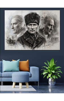 Üç Farklı Atatürk Portresi Çalışması Dekoratif Kanvas - Mdf Ahşap Tablo Üç Farklı Atatürk Portresi Çalışması Dekoratif Kanvas - Mdf Ahşap Tablo