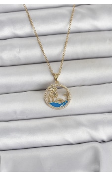 Özssa 316l Çelik Zincir Gold Renk Zirkon Taşlı Deniz Temalı Kadın Kolye Altın Özssa 316l Çelik Zincir Gold Renk Zirkon Taşlı Deniz Temalı Kadın Kolye Altın