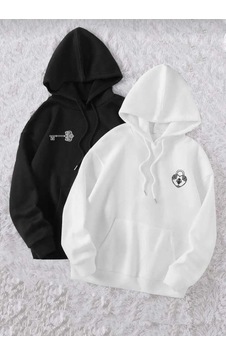 Oneoctobeer Anahtar Ve Kilit Sevgili Çift Kombini 2 Li Sweatshirt Hoodie Beyaz