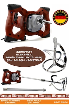 Böhrer Hb0404t Alman 3200w Devir Ayarlı Çift Şanzıman Yeni Nesil Elektrikli Boya Harç Çok Amaçlı Red Karıştırıcı Böhrer Hb0404t Alman 3200w Devir Ayarlı Çift Şanzıman Yeni Nesil Elektrikli Boya Harç Çok Amaçlı Red Karıştırıcı