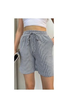 Thiff Gymwear Yandan Cepli Beli Bağcıklı Su Yolu Kadın Çizgili Şort Siyah Thiff Gymwear Yandan Cepli Beli Bağcıklı Su Yolu Kadın Çizgili Şort Siyah