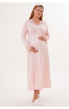 Mecit Pijama Mecit 6305 Bayan Pudra Dantelli Uzun Kollu Hamile Lohusa Gecelik Mecit Pijama Mecit 6305 Bayan Pudra Dantelli Uzun Kollu Hamile Lohusa Gecelik