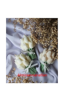 3 Lü Beyaz Lale Buketi Mum Beyaz 3 Lü Beyaz Lale Buketi Mum Beyaz