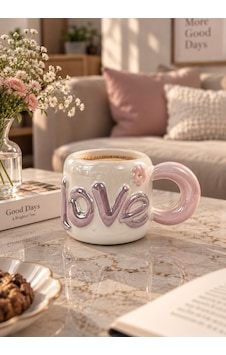 Dear Love Lüsterli Pudra Pembe Porselen Kupa 480 Ml-7743 Çok Renkli Dear Love Lüsterli Pudra Pembe Porselen Kupa 480 Ml-7743 Çok Renkli