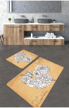 Vintage Roses 2 Li Set Djt Banyo Halısı Kaymaz Tabanlı Klozet Takımı Paspas Seti Bej Vintage Roses 2 Li Set Djt Banyo Halısı Kaymaz Tabanlı Klozet Takımı Paspas Seti Bej