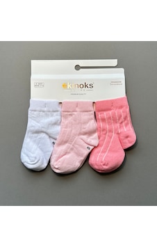 Ekinoks Socks Kız Bebek 3'lü Basic Soket Çorap Seti Pudra