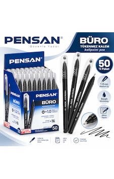 2270 Büro Tükenmez Kalem 1.0 Mm Medium Uç 50'li Paket Renk Seçenekli Siyah